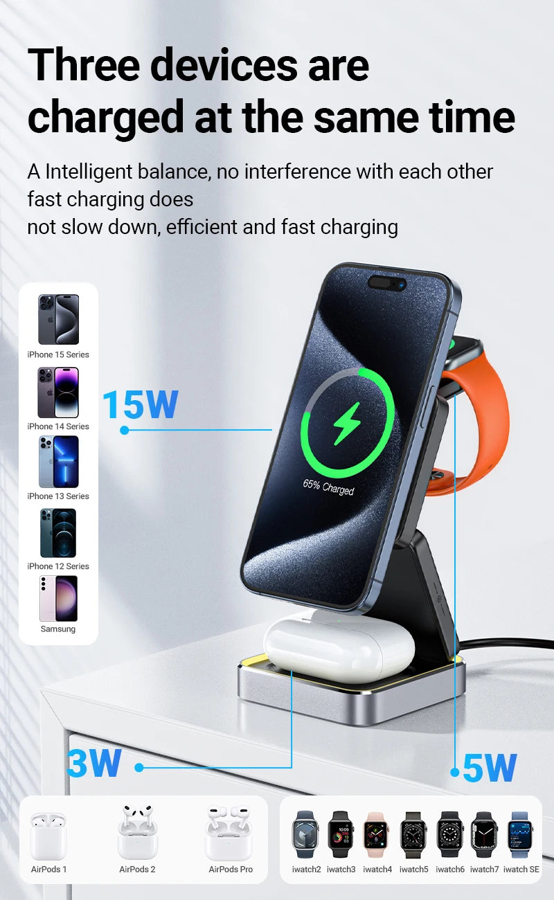 3-in-1 Foldable Wireless Charging Stand
